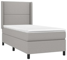 Letto a Molle Materasso e LED Grigio Chiaro 80x200 cm Tessuto