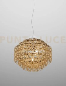 Giogali sospensione 65 cristallo ambra e bronzo opaco 4 luci attacc...