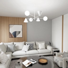 Plafoniera Moderna Industrial Njord 6 Luci Bianco