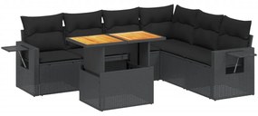 Set divani da giardino con cuscini 7pz nero polyrattan