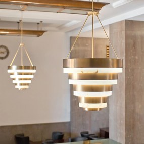 Lampadario Contemporaneo Echelon Acciaio Ottone Antico 8 Luci E14