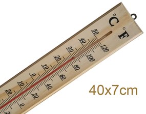 Termometro Analogico Ambiente In Legno Per Esterno Giardino e Interno -40°C--+50°C 400X70X10mm