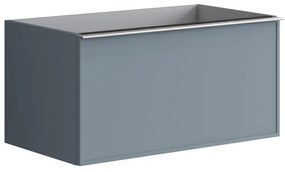 Mobile da bagno sotto lavabo Pixel frame indaco e maniglia alluminio brillante laccato L 80 x H 40 x P 45.5 cm 2 cassetti, lavabo non incluso