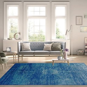 Tappeto Vintage 03 orientale in viscosa blu, L 230 x L 160 cm