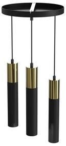 Lampadario a sospensione con filo CASSA 3xGU10/8W/230V nero/oro