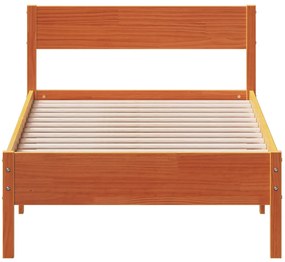 Giroletto con testiera marrone cera 90x190 cm massello pino