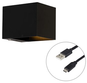 Lampada da parete nera con LED e dimmer touch ricaricabile - Joris