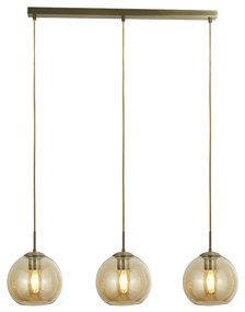 Lampadario Contemporaneo Balls Acciaio Adjustable Vetro Ambra 3 Luci E27