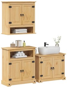 Set Mobili Da Bagno 3 Pz Corona İn Legno Massello Di Pino /