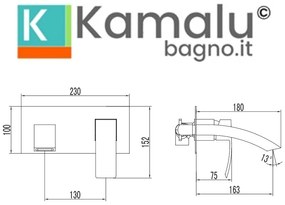 Kamalu - miscelatore lavabo design a incasso con finitura cromata | lison-li