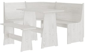 Set da pranzo 3 pz reine bianco in legno massello di pino