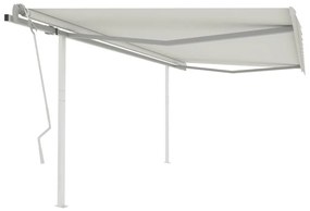 Tenda Da Sole Retrattile Manuale Con Pali 4x3 M Crema /