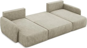 Divano angolare beige allungabile/con contenitore (a U) con rivestimento in ciniglia Lilo – Makamii