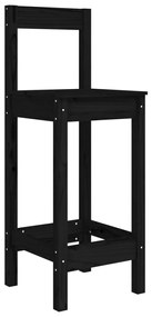Sedie da bar 2 pz nere 40x41,5x112 cm legno massello di pino