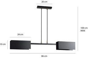 Lampadario Minimal Yuhuang Acciaio Nero 2 Luci E27 Ip20