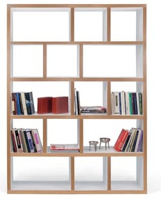 Libreria bianca con bordo in legno 150x198 cm Berlin - TemaHome