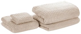 Set di 4 asciugamani in cotone beige ATAI Beliani