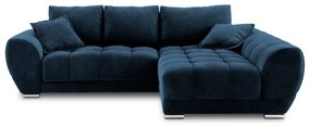 Divano letto angolare blu royal con rivestimento in velluto, angolo destro Nuage - Windsor &amp; Co Sofas