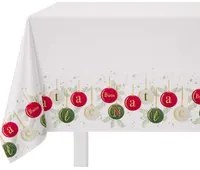 Tovaglia natalizia bianca palline rosse e verdi