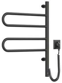 Portasciugamani rotante elettrico con termostato FOUETTE 128W/230V 64,6 cm IP44 nero