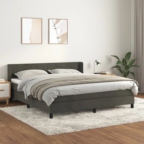 Giroletto A Molle Con Materasso Grigio Scuro 160x200 Cm Velluto /