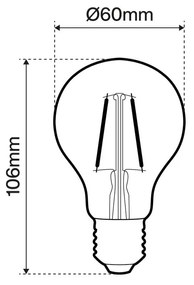 Lampada LED E27 2W a Filamento 140lm/W No Flickering - A60 Colore Bianco Caldo 2.700K