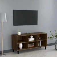 Mobile TV con Gambe in Metallo Rovere Marrone 103,5x30x50 cm 813157