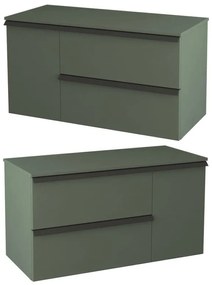 Mobile da bagno sospeso sotto lavabo Rodi L 105 x H 57 x P 46 cm verde laccato opaco, 3 cassetti BADEN HAUS