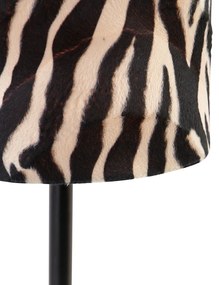Lampada da tavolo moderna nera con paralume zebra 25 cm - Simplo