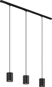 Sistema di illuminazione a binario moderno con 3 luci a sospensione nero 1 fase - Iconic Holt