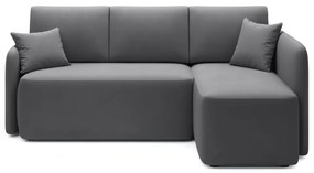 Divano angolare grigio tortora allungabile/con contenitore (con penisola a destra/con chaise lounge) con rivestimento in velluto Hadson – ELTAP