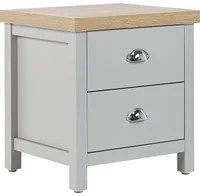 Comodino in truciolare di legno chiaro grigio 2 cassetti Comodino in stile tradizionale scandinavo