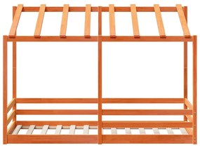 Letto bambini con tetto marrone cera 90x190 cm massello pino