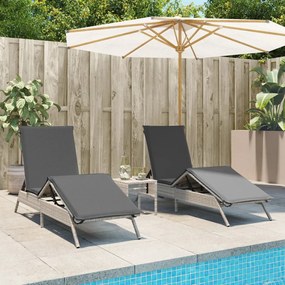 Lettino Prendisole 2 Pz Con Cuscini Grigio Chiaro İn Polyrattan /