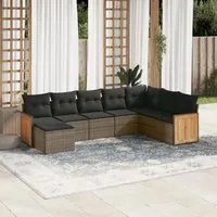 Set Divano da Giardino 8 pz con Cuscini Grigio in Polyrattan 3260331