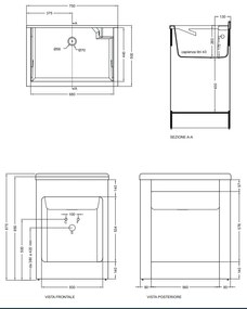 Mobile lavatoio 75x50 Colavene Lavacril con serrandina a scomparsa laterale in abs metacrilato bianco