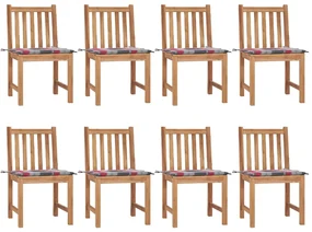 Sedie da giardino con cuscini 8 pz in legno massello di teak