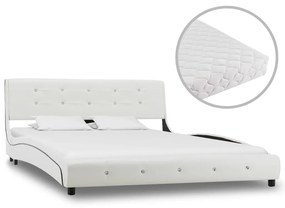 Letto con materasso bianco in similpelle 140x200 cm