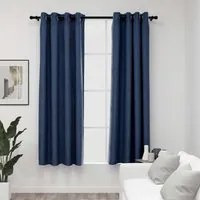 Tende Oscuranti Effetto Lino con Occhielli 2 pz Blu 140x175 cm cod 11099