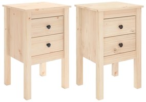 Comodini 2 pz 40x35x61,5 cm in legno massello di pino