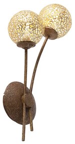 Applique da parete rustica marrone ruggine con interruttore 2 luci - Kreta