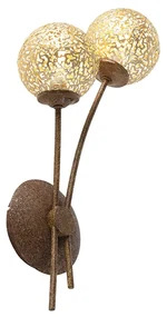 Applique da parete rustica marrone ruggine con interruttore 2 luci - Kreta