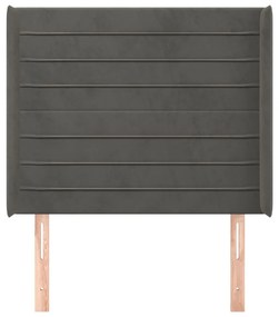 Testiera ad orecchio grigio scuro 93x16x118/128 cm in velluto