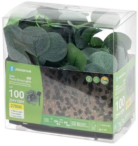 Aigostar - Catena LED solare 100xLED/12m IP65 bianco caldo eucalipto