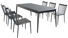 IMPERIUM - set tavolo in alluminio cm 200/300x90x76 h con 6 sedute