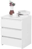 Comodino Mobiletto Cassettiera 3 Cassetti Design Moderno in legno Melamin Bianco