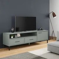 Mobile TV con Gambe Metallo Grigio Legno Massello di Pino OSLO cod mxl 27753