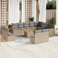 Set Divano da Giardino 13 pz con Cuscini Beige Misto Polyrattan 3226479