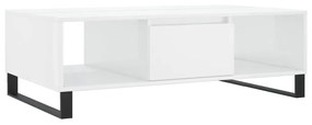 Tavolino da salotto bianco lucido 104x60x35cm legno multistrato