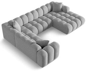 Divano angolare grigio chiaro (con penisola a sinistra/a U) con rivestimento in ciniglia Treno – Cosmopolitan Design